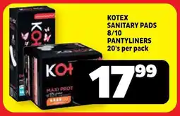 Usave Kotex sanitary pads 8/10 pantyliners offer