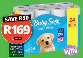 Baby Soft 2-Ply White Toilet Rolls