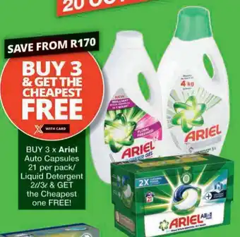 Checkers Hyper Ariel Auto Capsules/ Liquid Detergent offer
