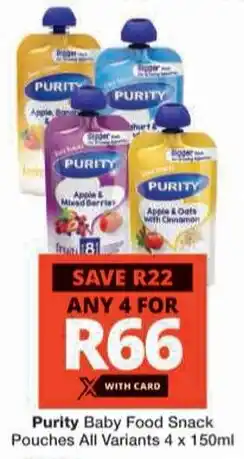 Checkers Hyper Purity Baby Food Snack Pouches All Variants offer