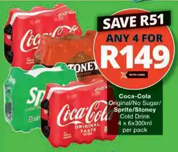 Checkers Hyper Coca-Cola Original/ No Sugar/ Sprite/ Stoney Cold Drink offer