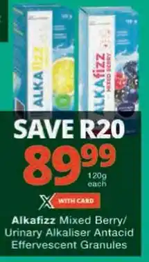 Checkers Hyper Alkafizz Mixed Berry/ Urinary Alkaliser Antacid Effervescent Granules offer