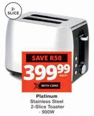 Checkers Hyper Platinum Stainless Steel 2-Slice Toaster offer