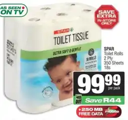 Spar SPAR Toilet Rolls 2 Ply 350 Sheets offer