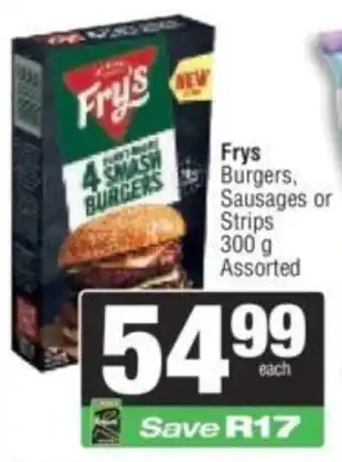 Spar Frys Burgers, Sausages or Strips Assorted offer