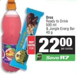 Spar Oros Ready to Drink & Jungle Energ Bar offer