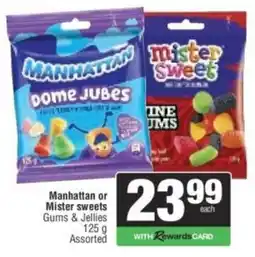 Spar Manhattan or Mister sweets Gums & Jellies Assorted offer