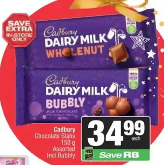 Spar Cadbury Chocolate Slabs Assorted Incl.Bubbly offer