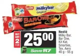 Spar Nestlé Milky Bar, Bar One, Kit Kat, Smarties, Tex, Aero offer