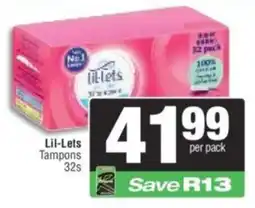 Spar Lil-Lets Tampons offer