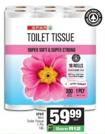 Spar SPAR Mini Toilet Tissue 1 Ply offer