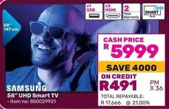 Game SAMSUNG 58" UHD Smart TV offer