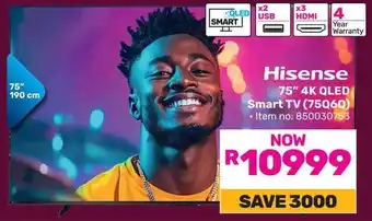Game Hisense 75" 4K QLED Smart TV offer