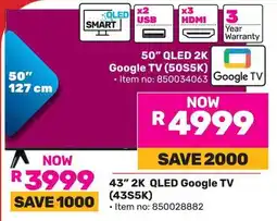 Game TCL 50" QLED 2K Google TV offer