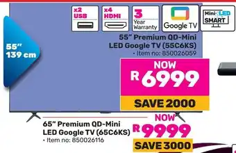 Game TCL 55" Premium QD-Mini LED Google TV offer
