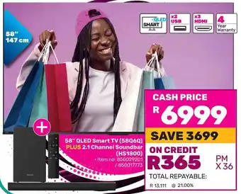 Game Hisense 58" QLED Smart TV PLUS 2.1 Channel Soundbar offer