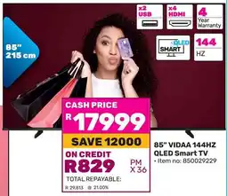 Game Hisense 85" VIDAA 144HZ QLED Smart TV offer