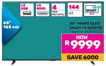 Game Hisense 65" 144HZ QLED Smart TV offer