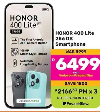 Game HONOR 400 Lite 256 GB Smartphone offer