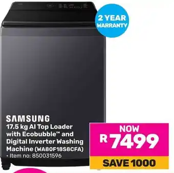 Game SAMSUNG AI Top Loader with Ecobubble and Digital Inverter Washing offer