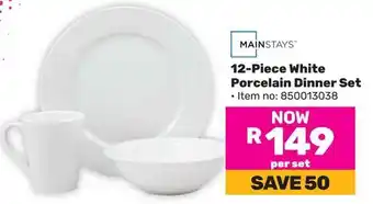 Game Mainstays White Porcelain Dinner Set offer