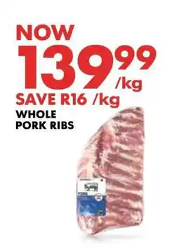 Woolworths Whole Pork Ribs offer