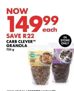 Woolworths CARB CLEVER GRANOLA offer