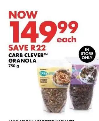 Woolworths CARB CLEVER GRANOLA offer