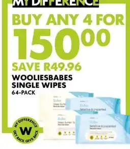 Woolworths WOOLIESBABES SINGLE WIPES offer