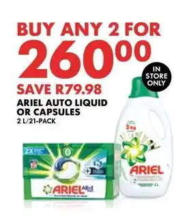 Woolworths ARIEL AUTO LIQUID OR CAPSULES offer