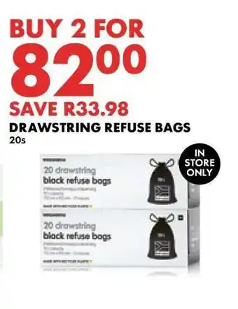 Woolworths DRAWSTRING REFUSE BAGS offer