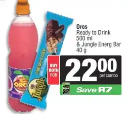 Spar Oros Ready to Drink 500 ml & Jungle Energ Bar 40 g offer
