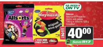 Spar Beacon Maynards Prepacks Gums and Jellies offer