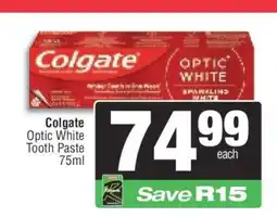 Spar Colgate Optic White Tooth Paste 75ml offer