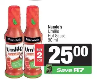 Spar Nando's Umlilo Hot Sauce 90 ml offer