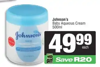 Spar Johnson's Baby Aqueous Cream 500ml offer