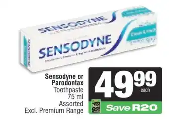 Spar Sensodyne or Parodontax Toothpaste offer