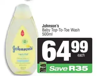 Spar Johnson’s Baby Top-To-Toe Wash 500ml offer