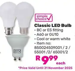 Game Simple Choice Classic LED Bulb offer