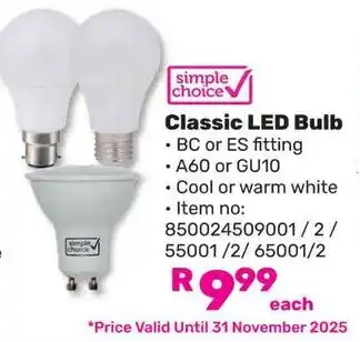Game Simple Choice Classic LED Bulb offer