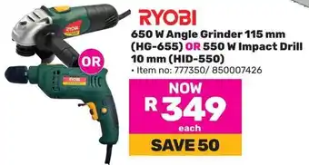 Game RYOBI 650 W Angle Grinder OR 550 W Impact Drill offer