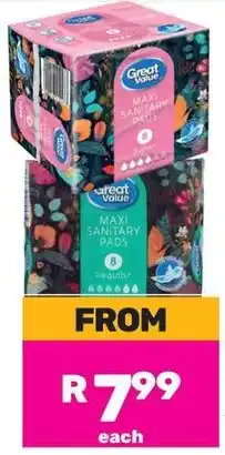 Game Great Value Maxi Pads Regular OR Super offer