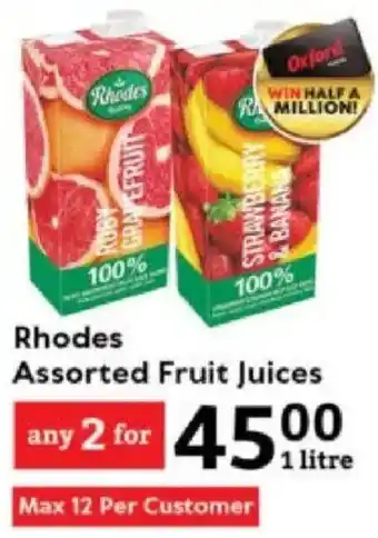 Oxford Freshmarket Rhodes Assorted Fruit Juices offer