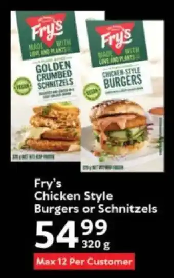 Oxford Freshmarket Fry's Chicken Style Burgers or Schnitzels offer