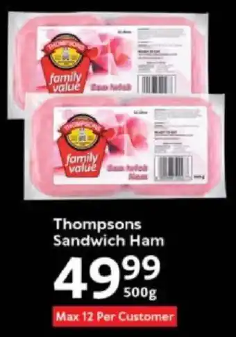 Oxford Freshmarket Thompsons Sandwich Ham offer