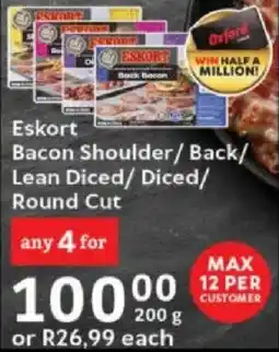 Oxford Freshmarket Eskort Bacon Shoulder/ Back/ Lean Diced/ Diced/ Round Cut offer