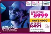 Game Samsung 58 (147cm) UHD Smart TV offer