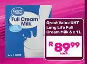 Game Great Value UHT Long Life Full Cream Milk-6 x 1L Each offer