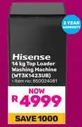 Game Hisense 14Kg Top Loader Washing Machine WT3K1423UB offer