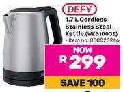 Game Defy 1.7L Cordless Stainless Steel Kettle (WK5100JS) offer